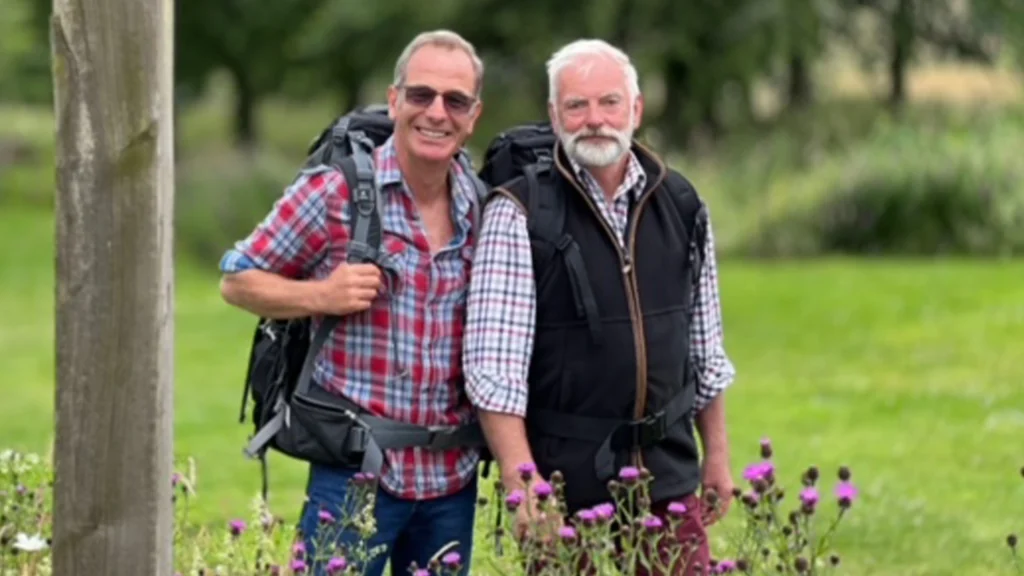 Robson Green and his uncle Matheson in the countryside